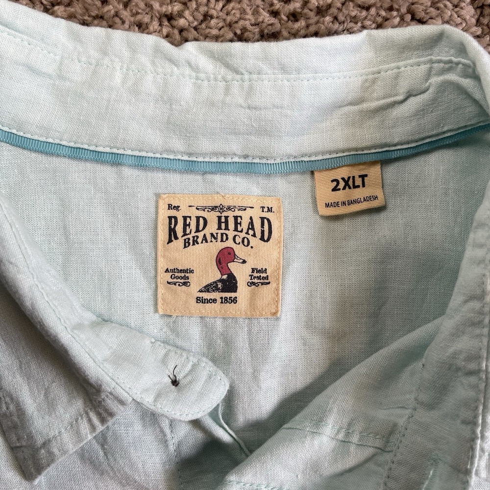 RedHead Linen Blend Short Sleeve Shirt Mens 2XLT beach resortwear coastal preppy - Picture 4 of 7